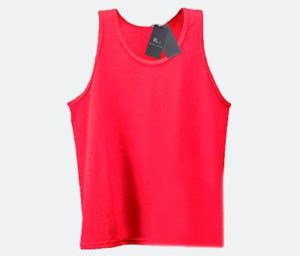 Red custom tank crop top with hang tag