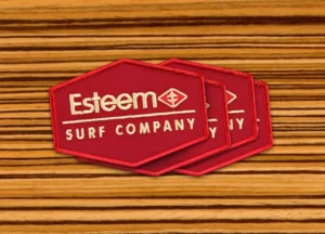 Custom embroidered Esteem Surf Company patches