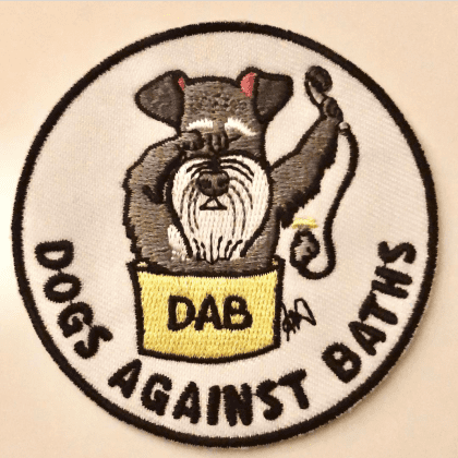 "Dogs Against Baths" custom patch