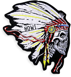 Custom embroidered motorcycle skull patch