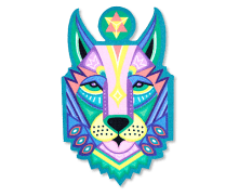 Colorful wolf custom printed patch