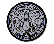 Norwood clothing company custom white and black woven patch