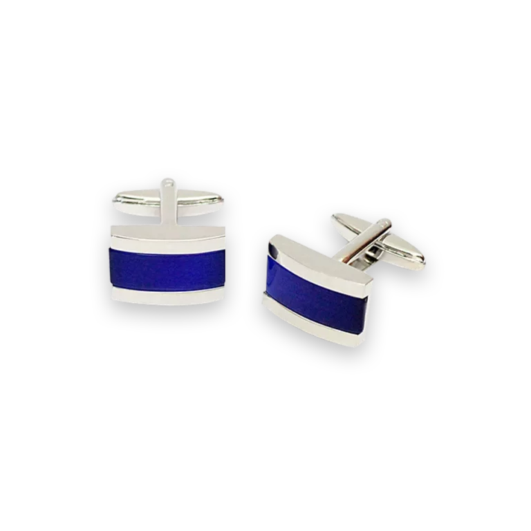 Custom blue and silver cufflinks