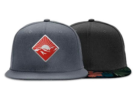 Custom snapback hats in grey and black