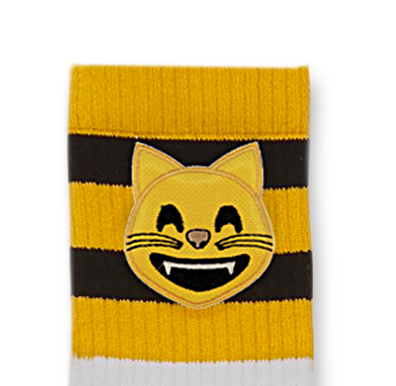Custom emoji cat themed jacquard knit socks