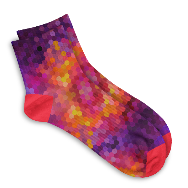 short purple and red athletic sock