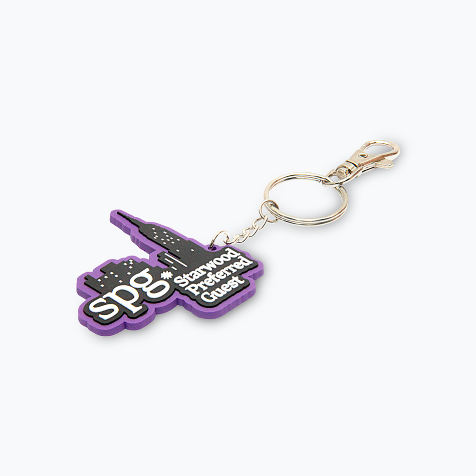 custom SPG keychain with 1 to 3 colors in the design