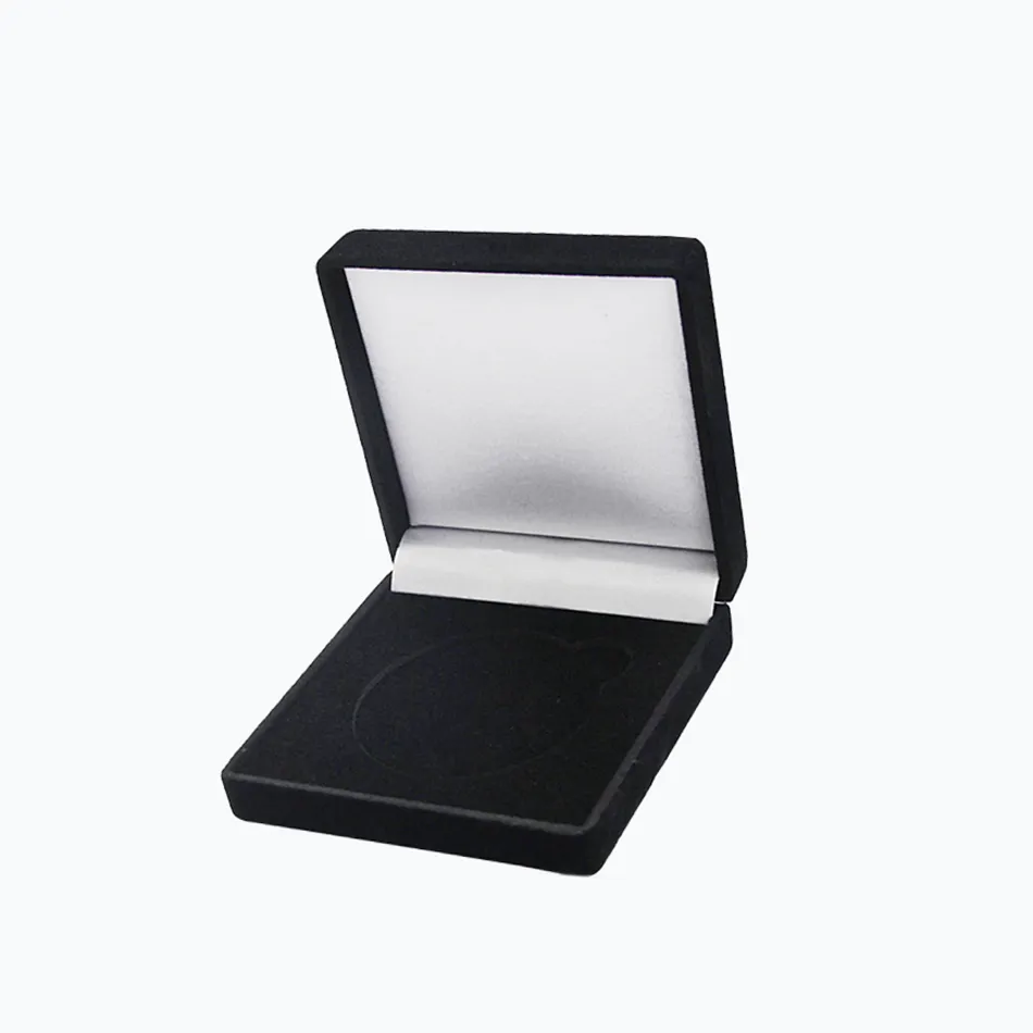 black velvet box with white lining