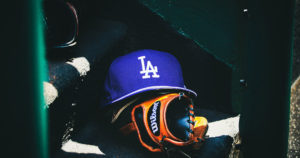 la dodger baseball hat with baseball equipment