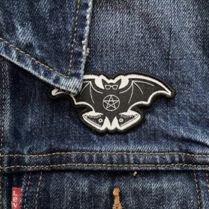 custom bat patch on denim levis jacket