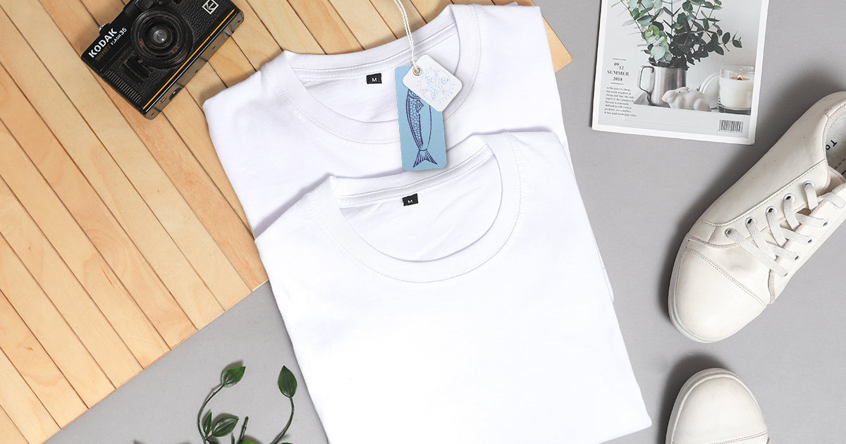custom hang tag on white shirt