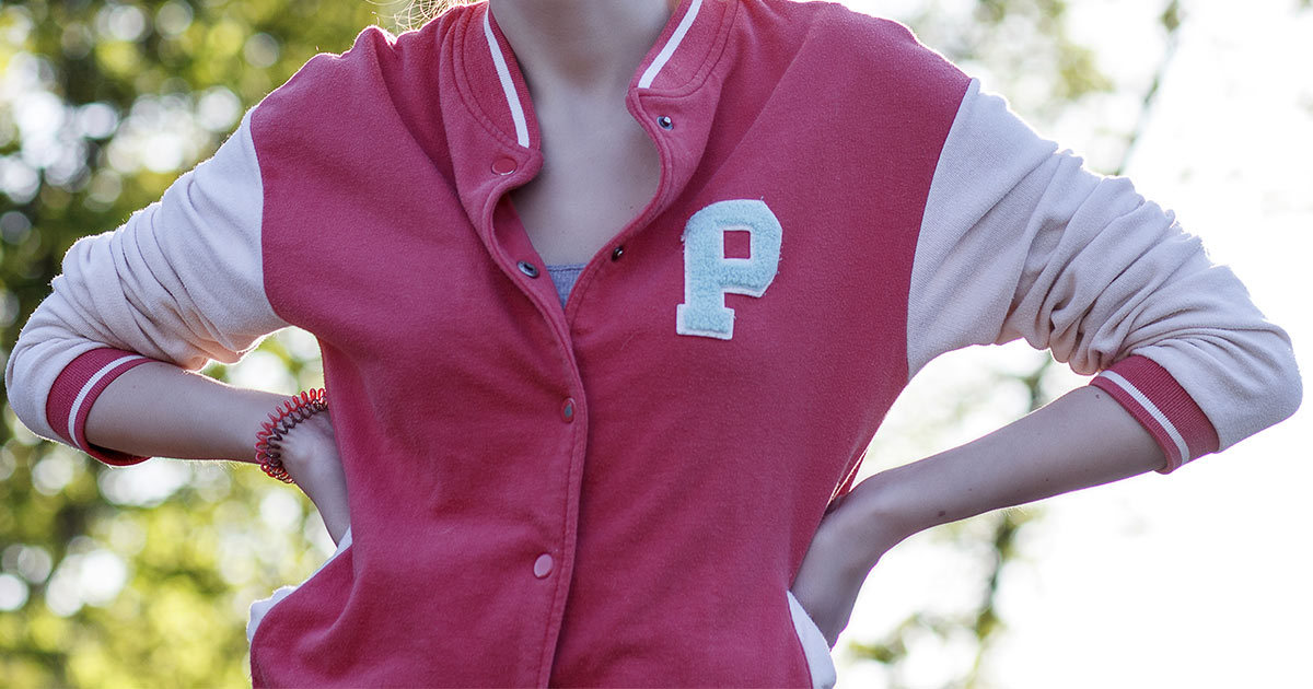 varsity jacket with chenille patch